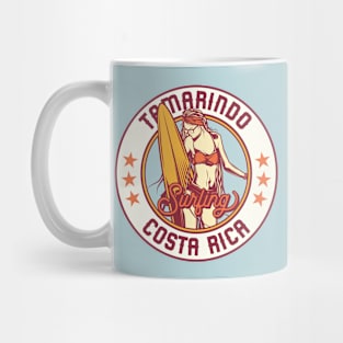 Vintage Surfing Badge for Tamarindo, Costa Rica Mug